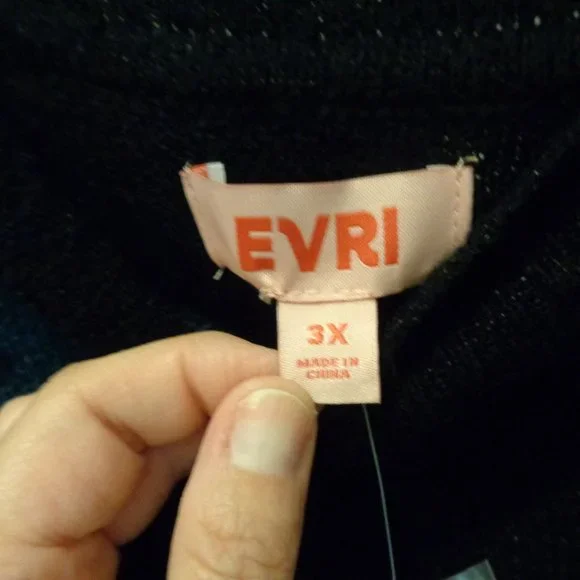 NEW EVRI Sweater Size 3X Black & Teal Crewneck Women's Plus - Picture 6 of 9